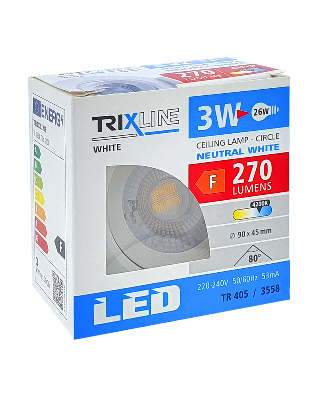 TR 405 LED spotlámpa 3W / 3558 fehér TRIXLINE TR 405 LED spotlámpa 3W / 3558 fehér TRIXLINE