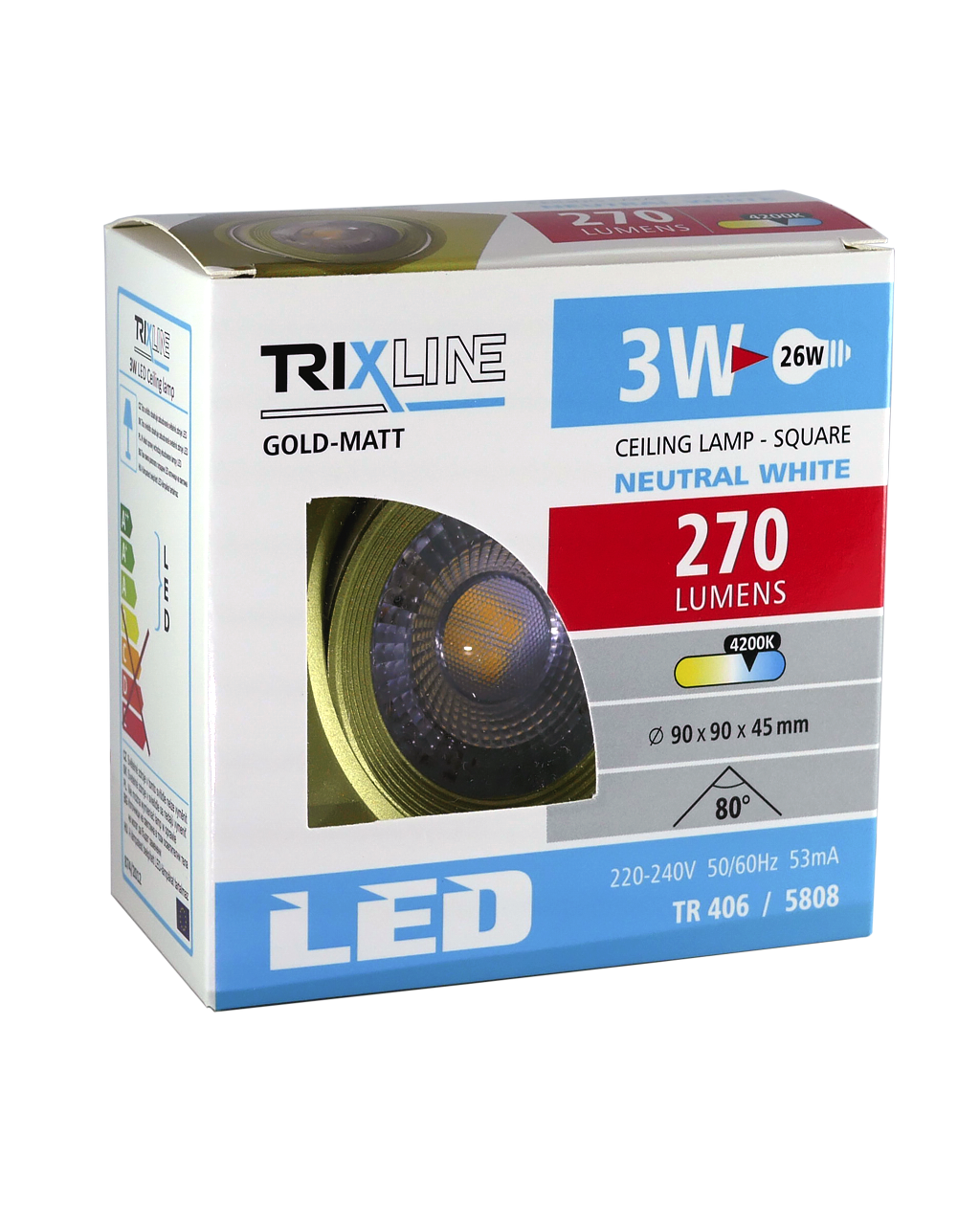 TR 406 LED spotlámpa 3W TRIXLINE Mennyezeti Arany - Image 4