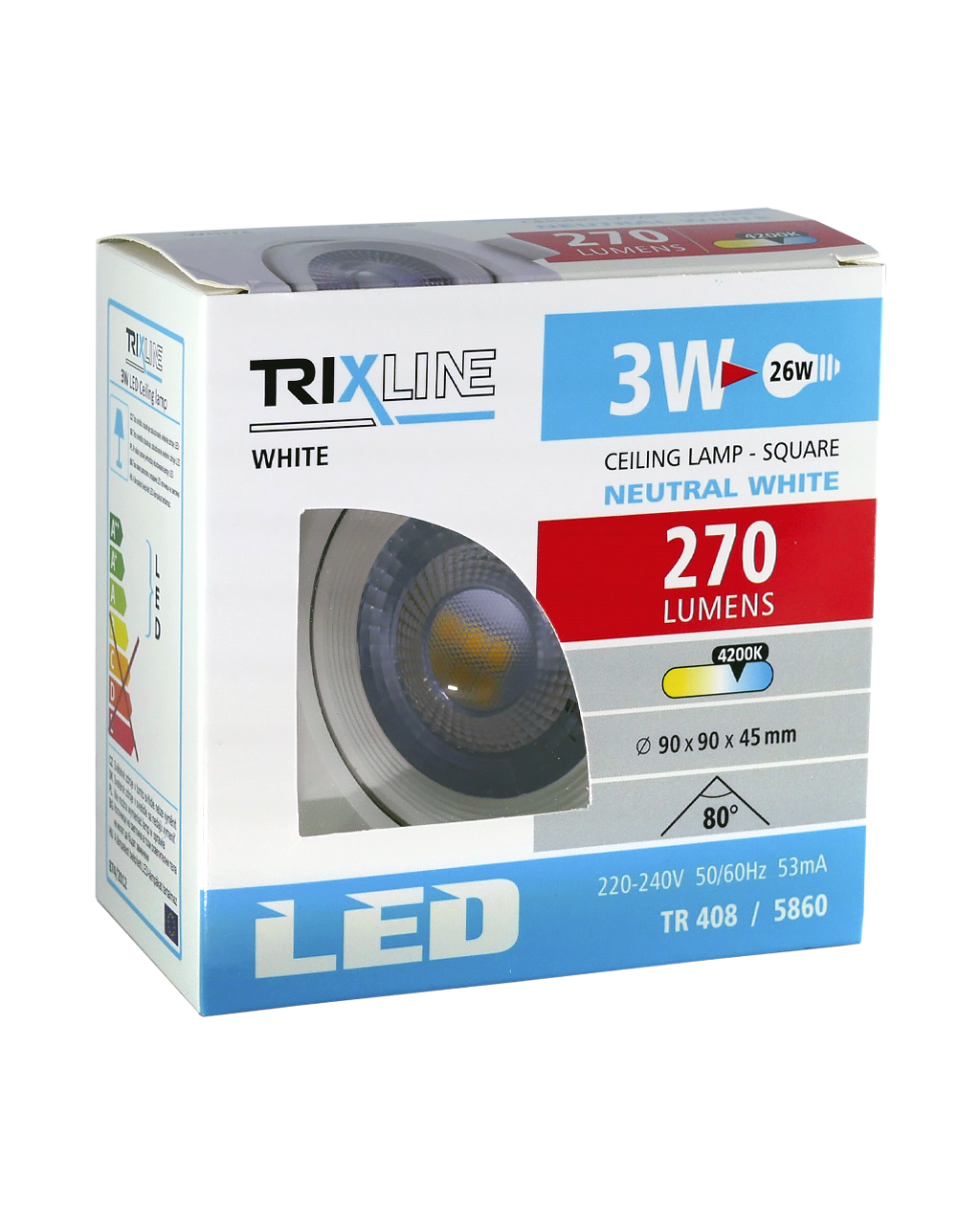 LED TR 408 spotlámpa 3W 4200K TRIXLINE Mennyezeti Fehér - Image 2