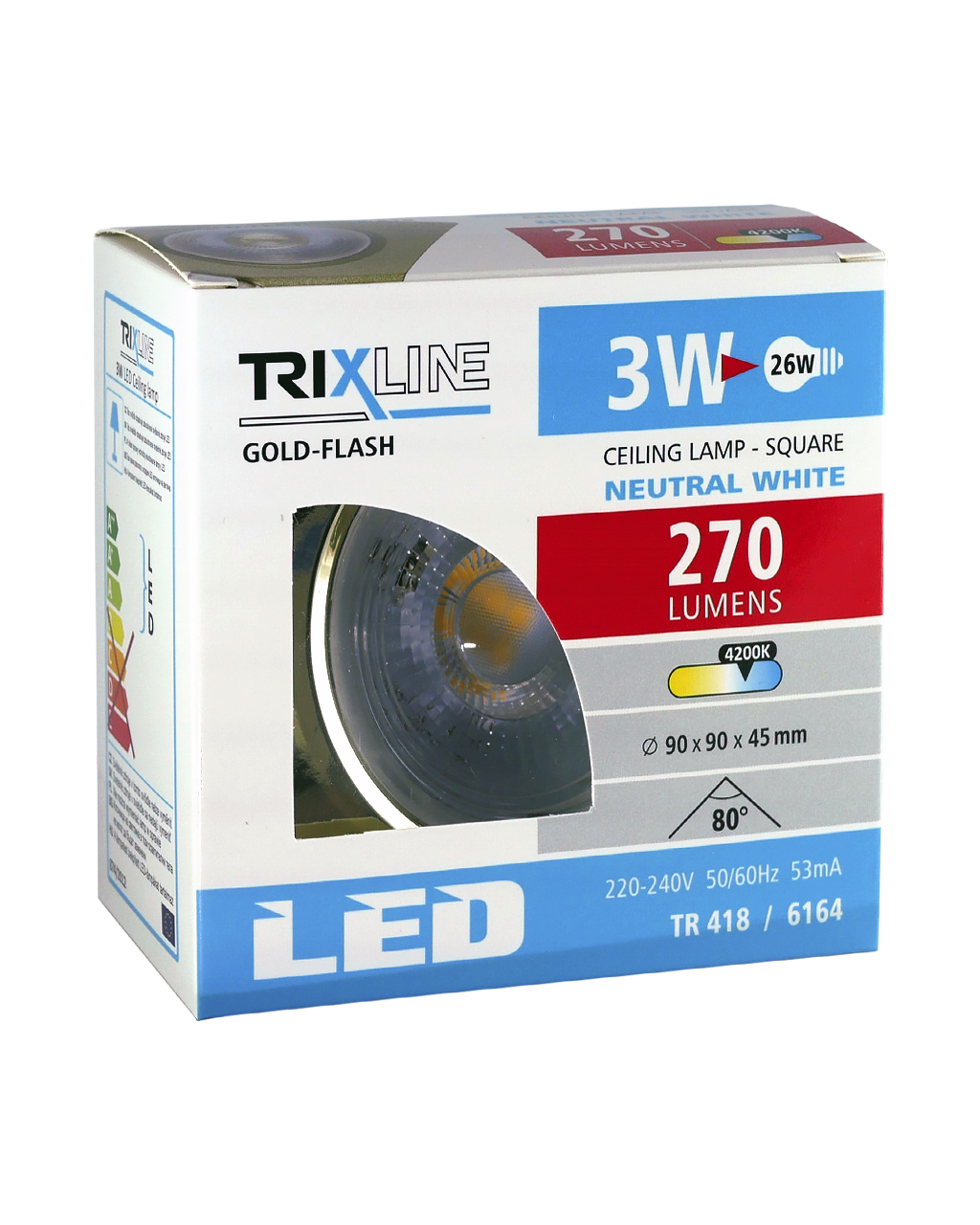 TR 418 LED spotlámpa 3W TRIXLINE Mennyezeti Arany - Image 4