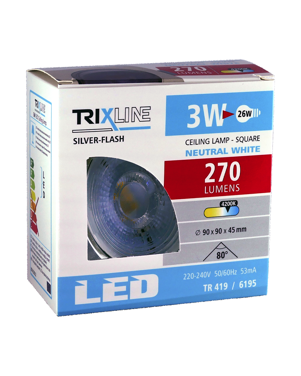 TR 419 LED spotlámpa 3W TRIXLINE Mennyezeti Ezüst - Image 3