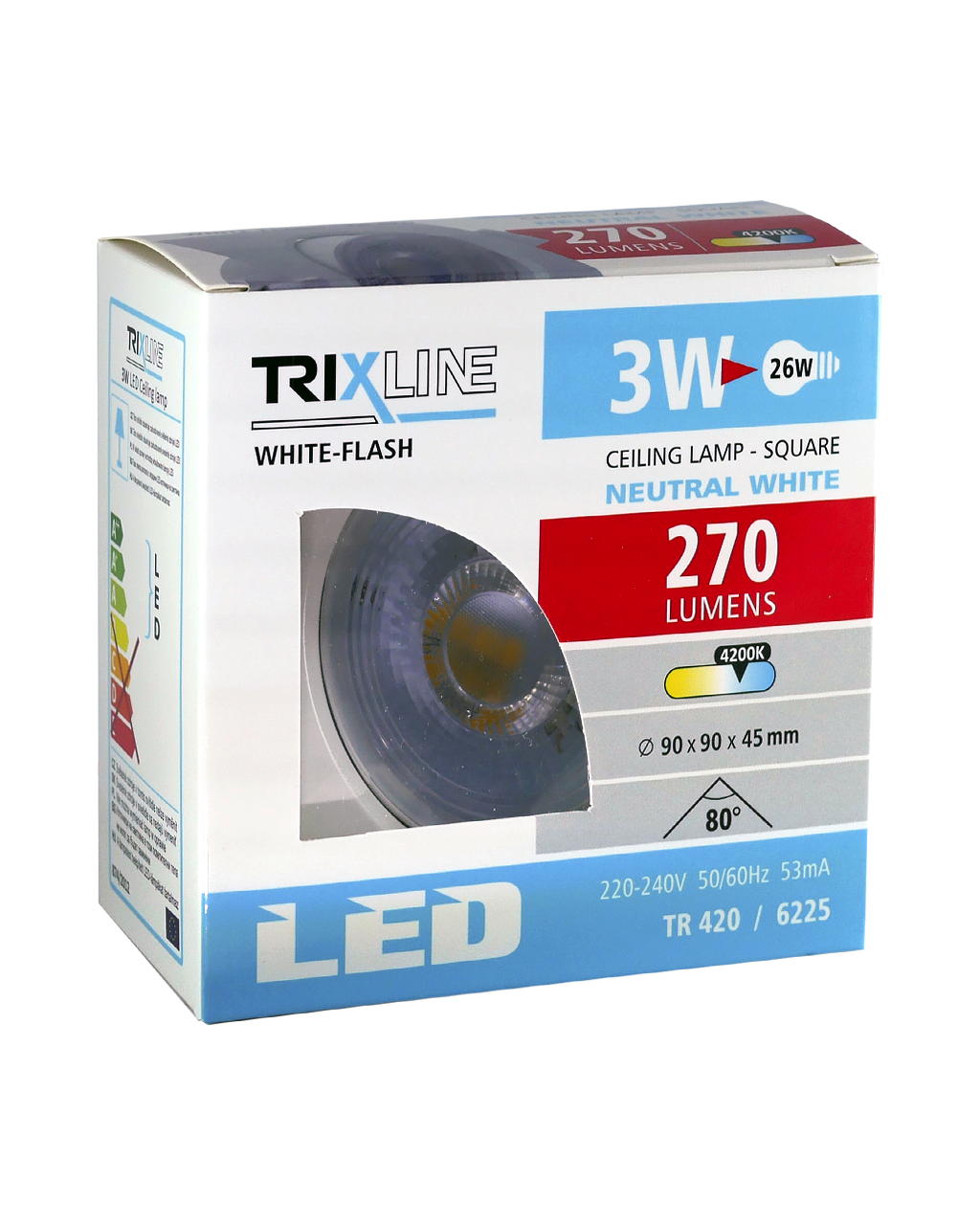 TR 420 LED spotlámpa 3W TRIXLINE Mennyezeti Fehér TR 420 LED spotlámpa 3W TRIXLINE Mennyezeti Fehér