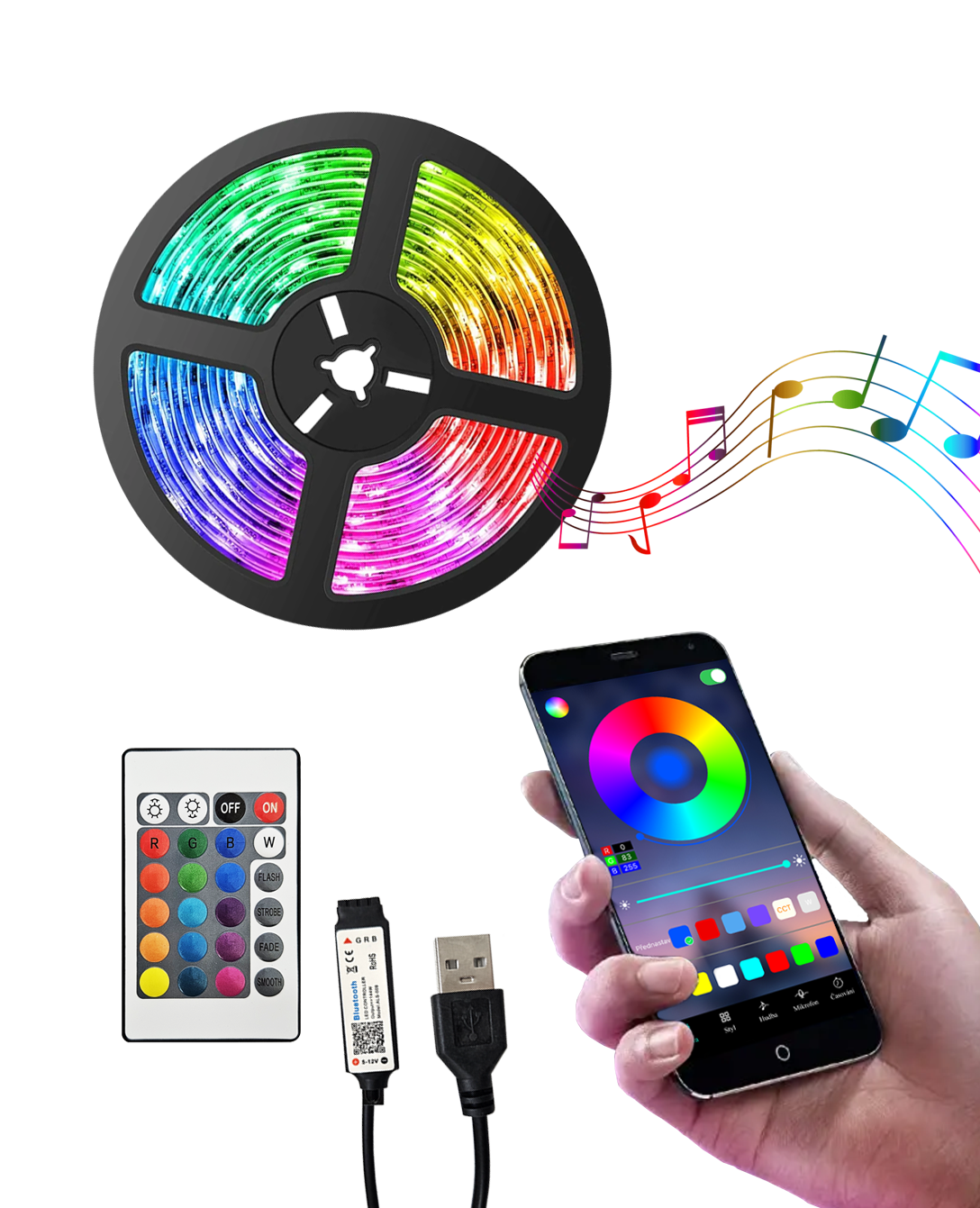 TR-47B 2m intelligens RGB LED szalag Trixline TR-47B 2m intelligens RGB LED szalag Trixline