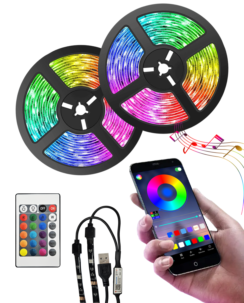 TR-48WSB intelligens RGB LED szalag 2 db x 2 m Trixline TR-48WSB intelligens RGB LED szalag 2 db x 2 m Trixline