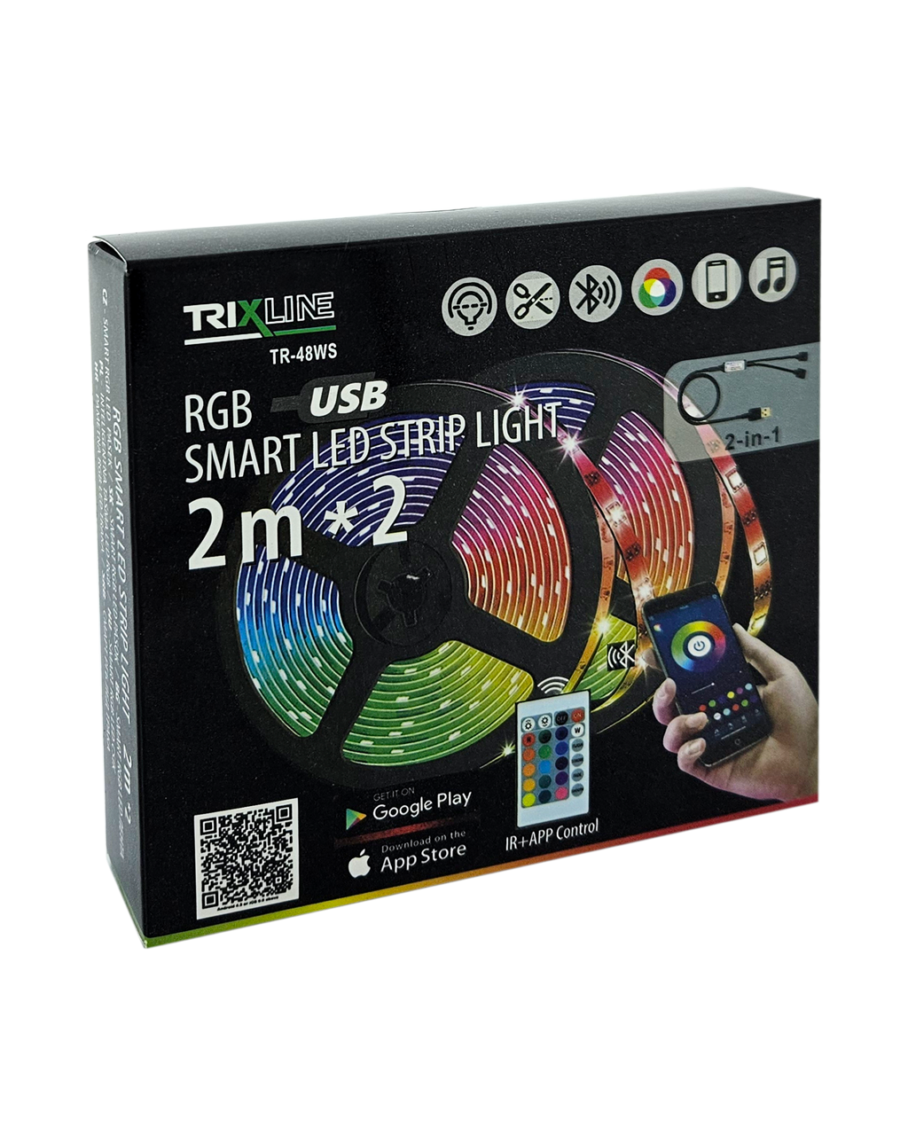 TR-48WSB intelligens RGB LED szalag 2 db x 2 m Trixline TR-48WSB intelligens RGB LED szalag 2 db x 2 m Trixline