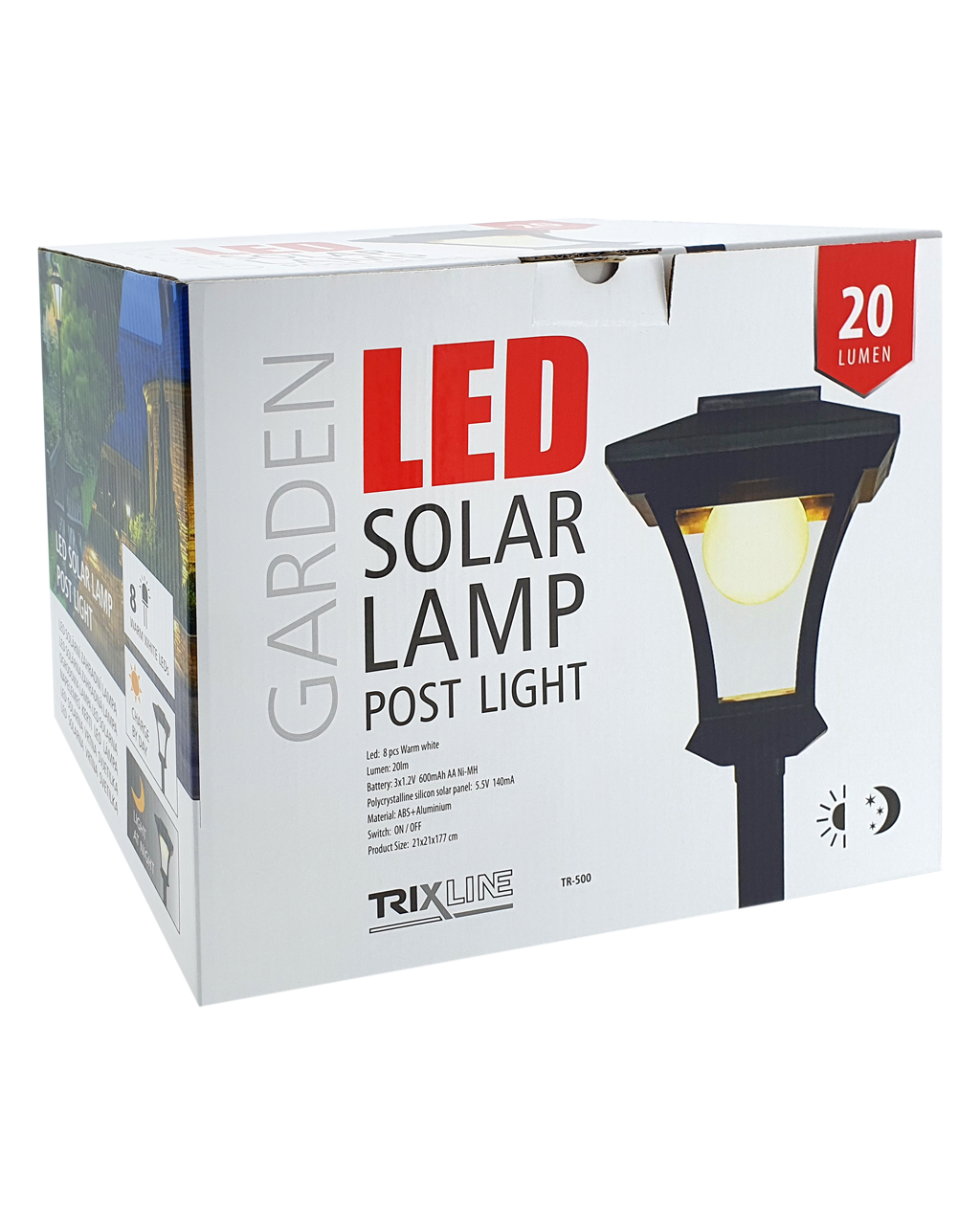 TR 500 LED kerti napelemes lámpa 177 cm Trixline TR 500 LED kerti napelemes lámpa 177 cm Trixline