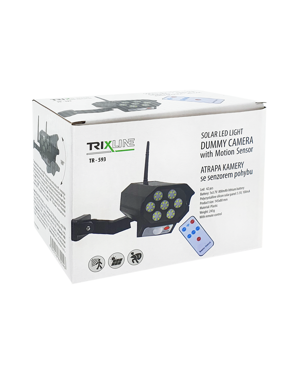 TR-593 Napelemes LED lámpa - CCTV kamera ütánzás - községsző TRIXLINE - Image 2