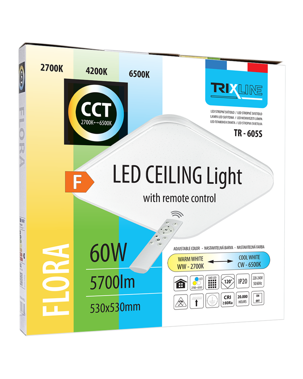 TR-605S - FLORA 60W 5700lm 53x53cm CCT + Trixline vezérlő - Image 2