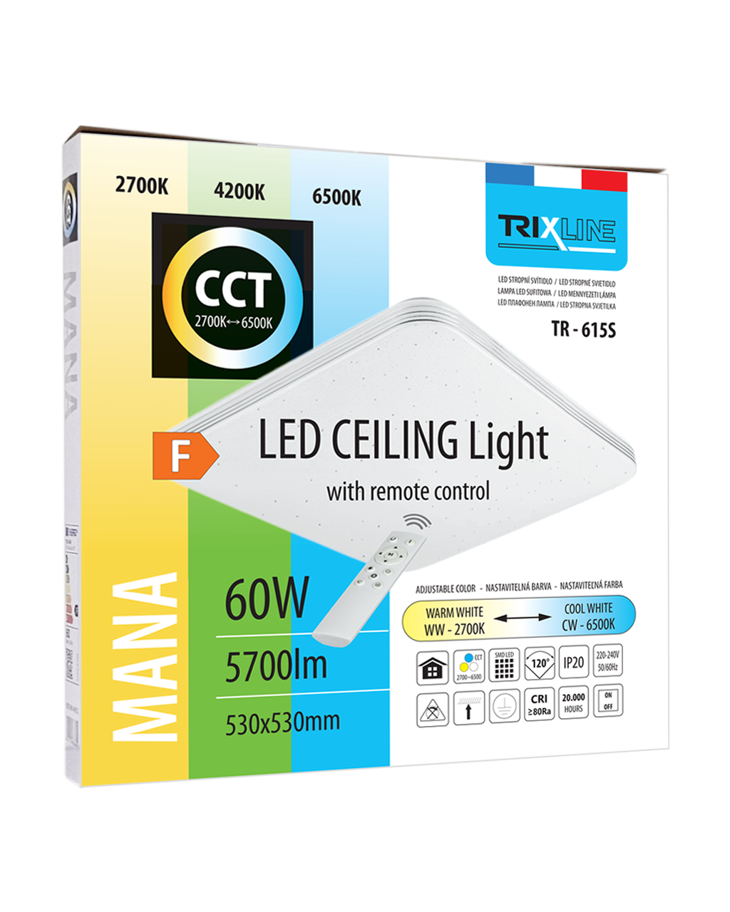 TR-615S - MANA 60W 5700lm 53x53cm CCT + Trixline vezérlő - Image 4