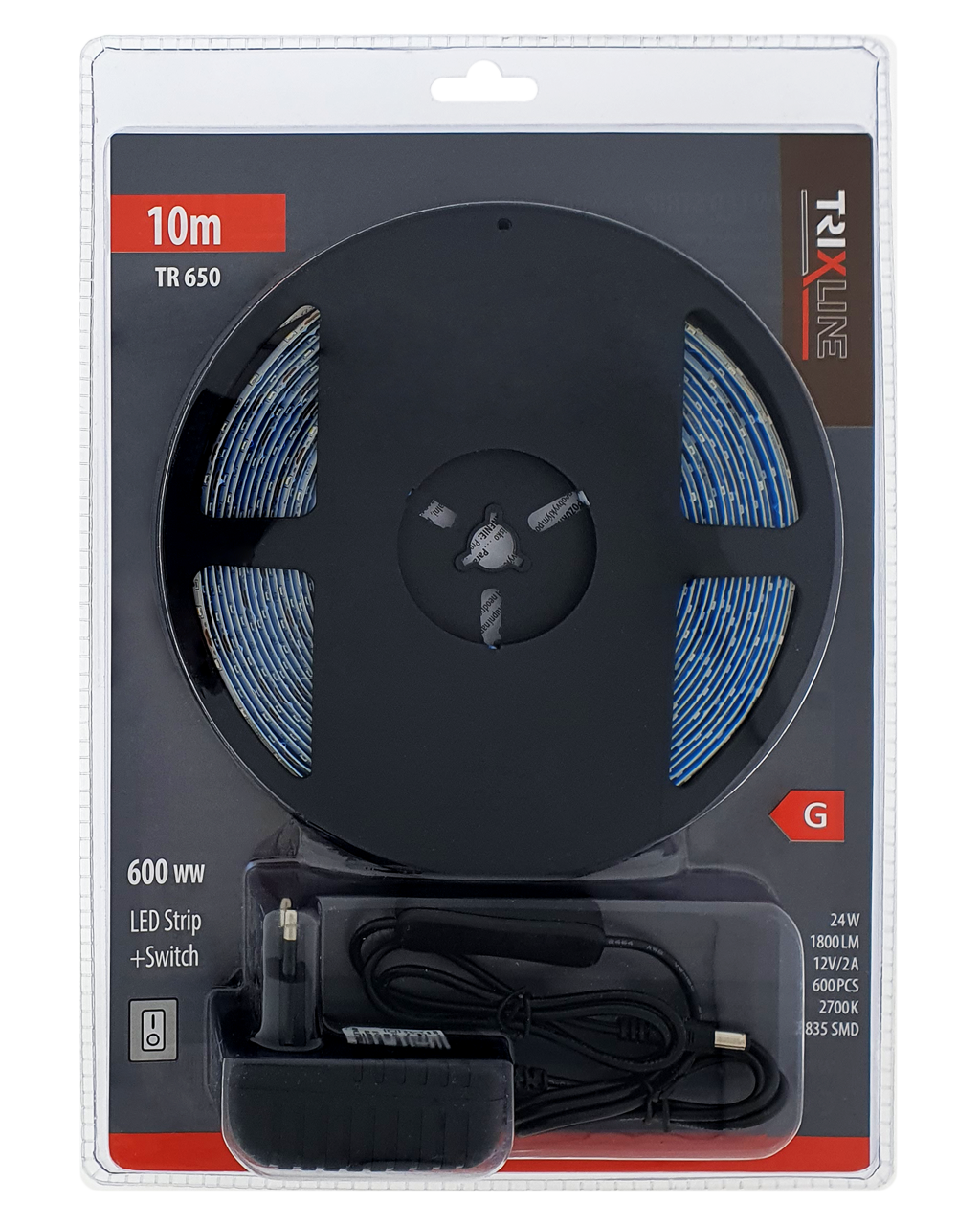 TR 650 LED szalag 24W 2700K 10m kapcsolóüzemű, Trixline gyártmány