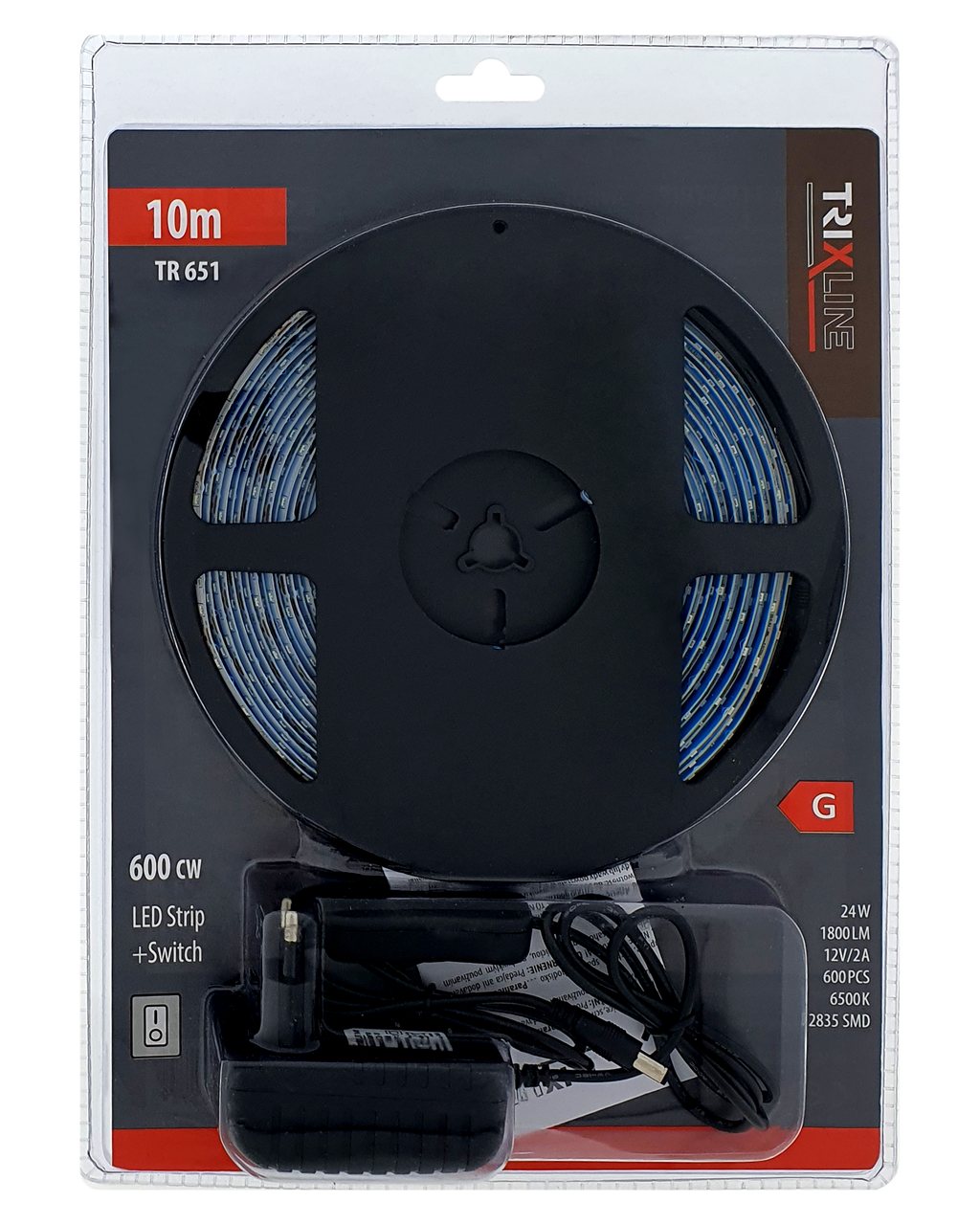 TR 651 LED szalag 24W 6500K 10m kapcsolóüzemű, Trixline gyártmány