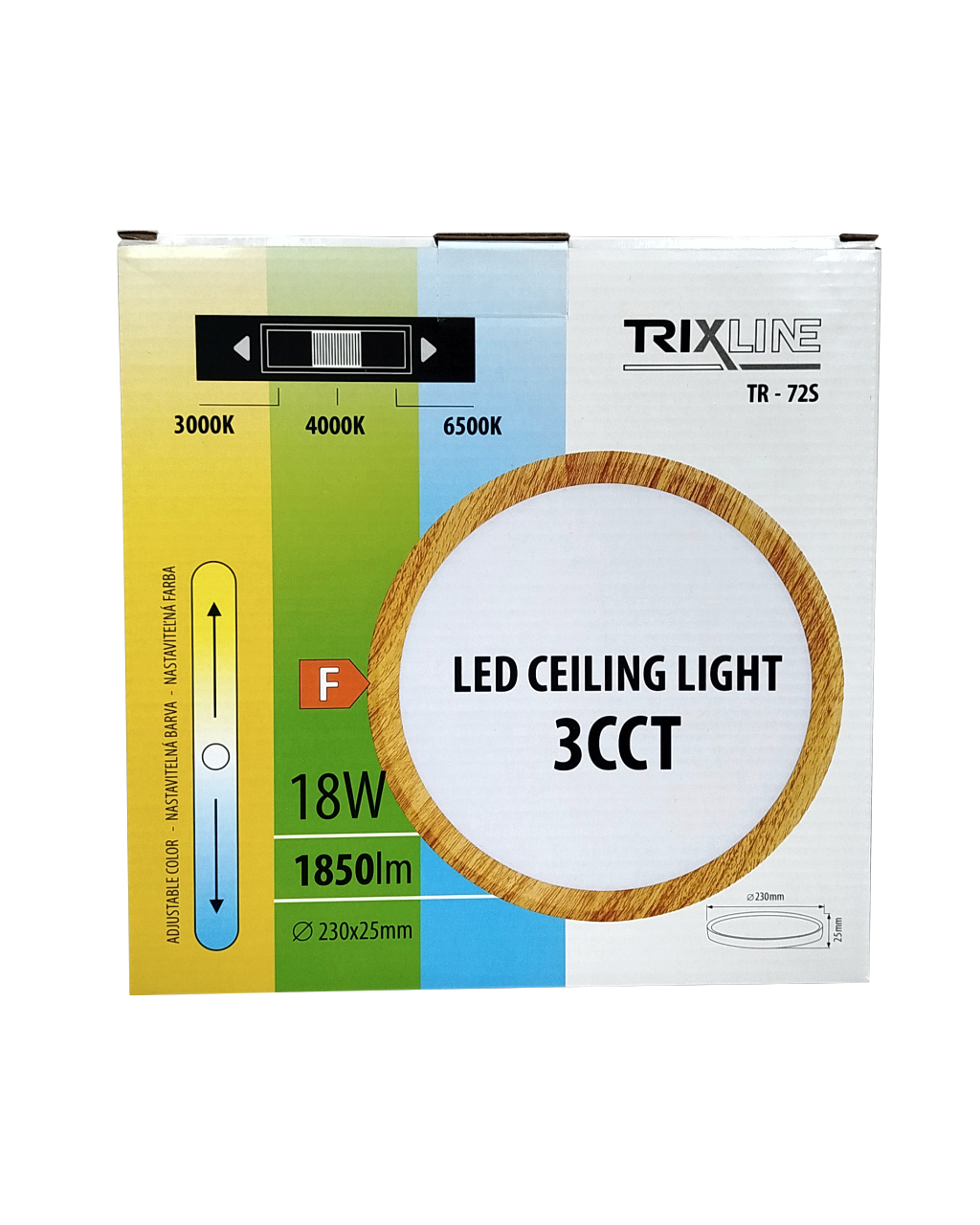 Mennyezeti TR-72 -18W LED lámpa 3CCT 1850lm ø23x2.5cm Trixline - Image 4