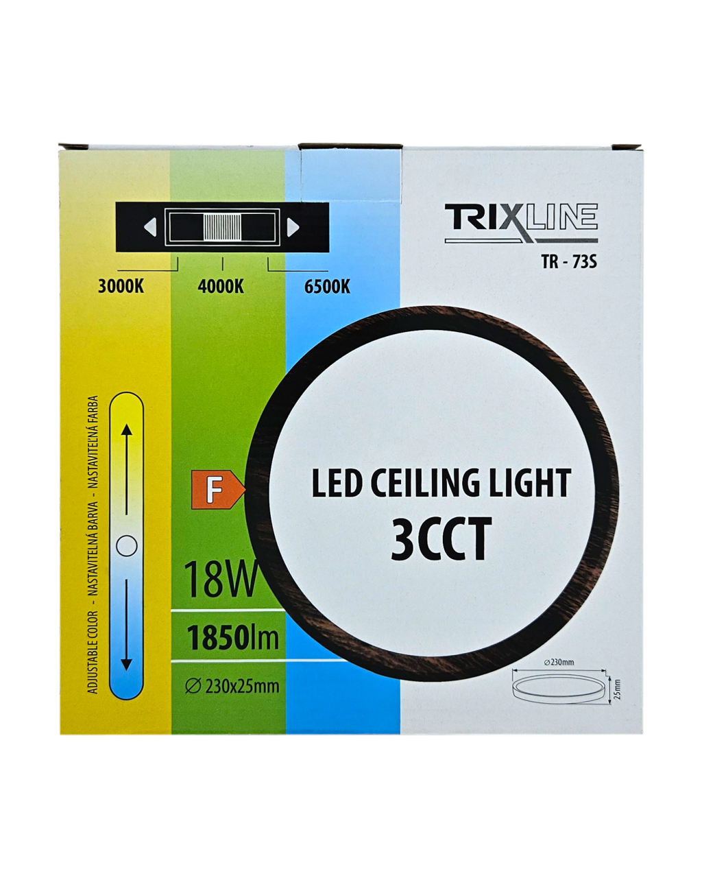Mennyezeti TR-73S-18W LED lámpa 3CCT 1850lm ø23x2.5cm Trixline - Image 3