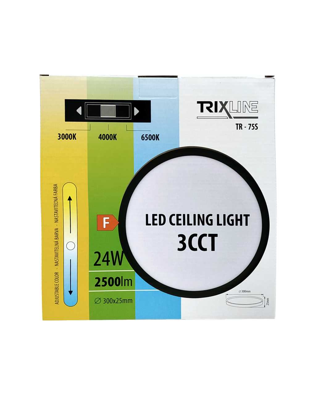 Mennyezeti TR-75S - 24W LED lámpa 3CCT 2500lm ø30x2.5cm Trixline - Image 3