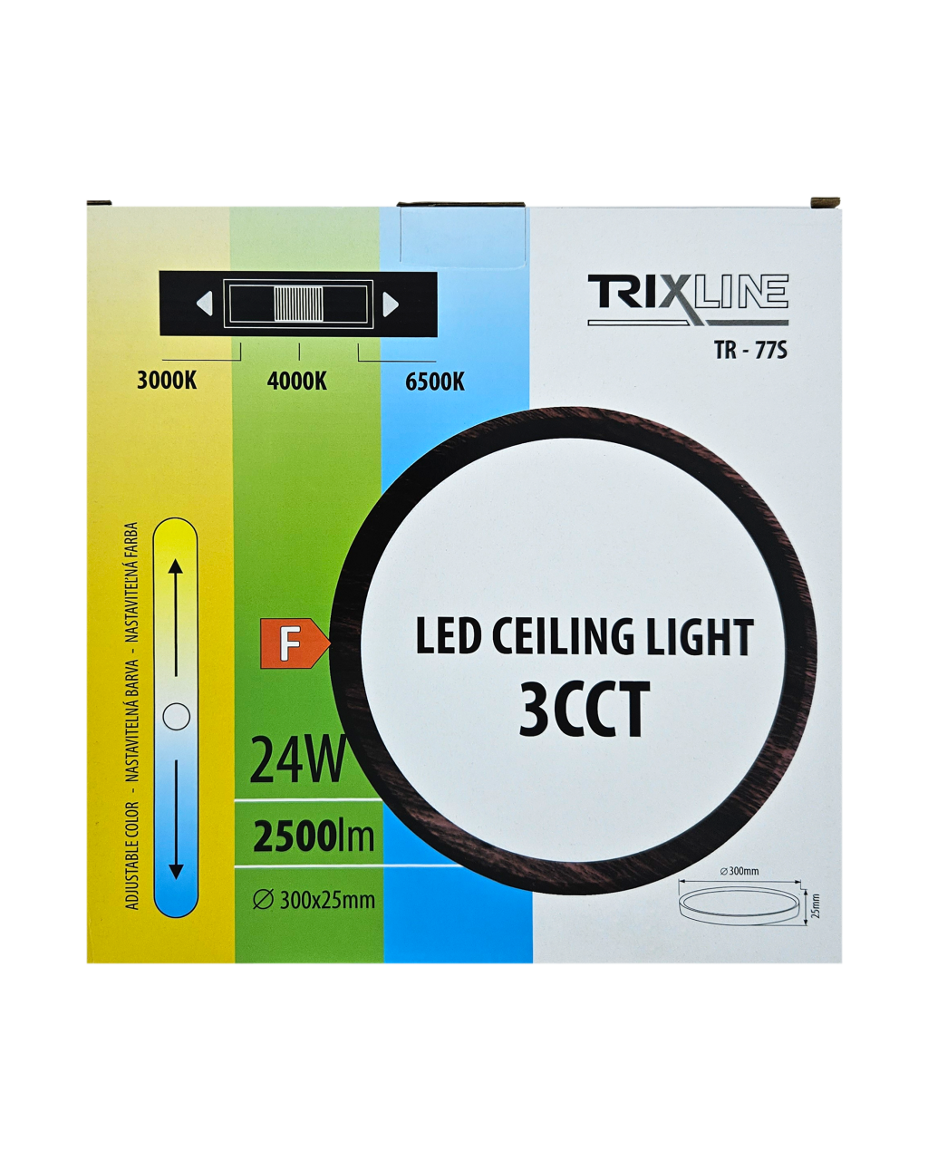 Mennyezeti TR-77S-24W LED lámpa 3CCT 2500lm ø30x2.5cm Trixline - Image 2