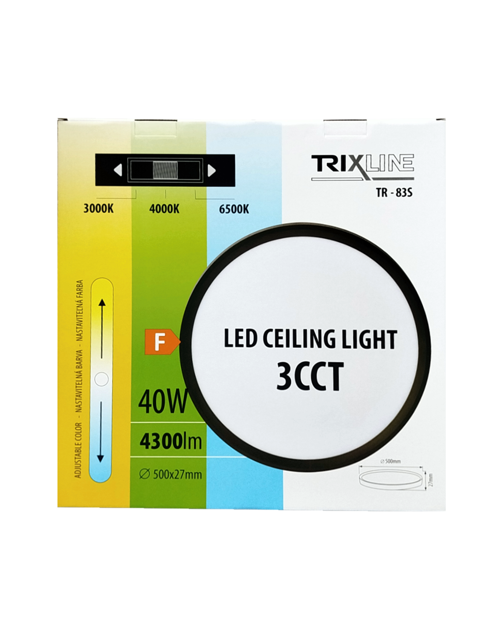 Mennyezeti TR-83S-40W LED lámpa 3CCT 4300lm ø50x2,7cm Trixline - Image 2