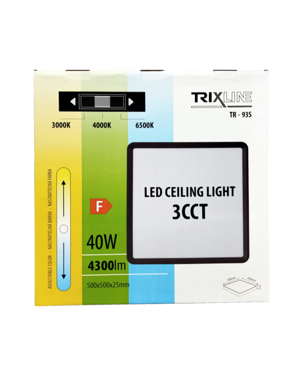 Mennyezeti TR-93S-40W LED lámpa 3CCT 4300lm 50x50x2,5cm Trixline - Image 2