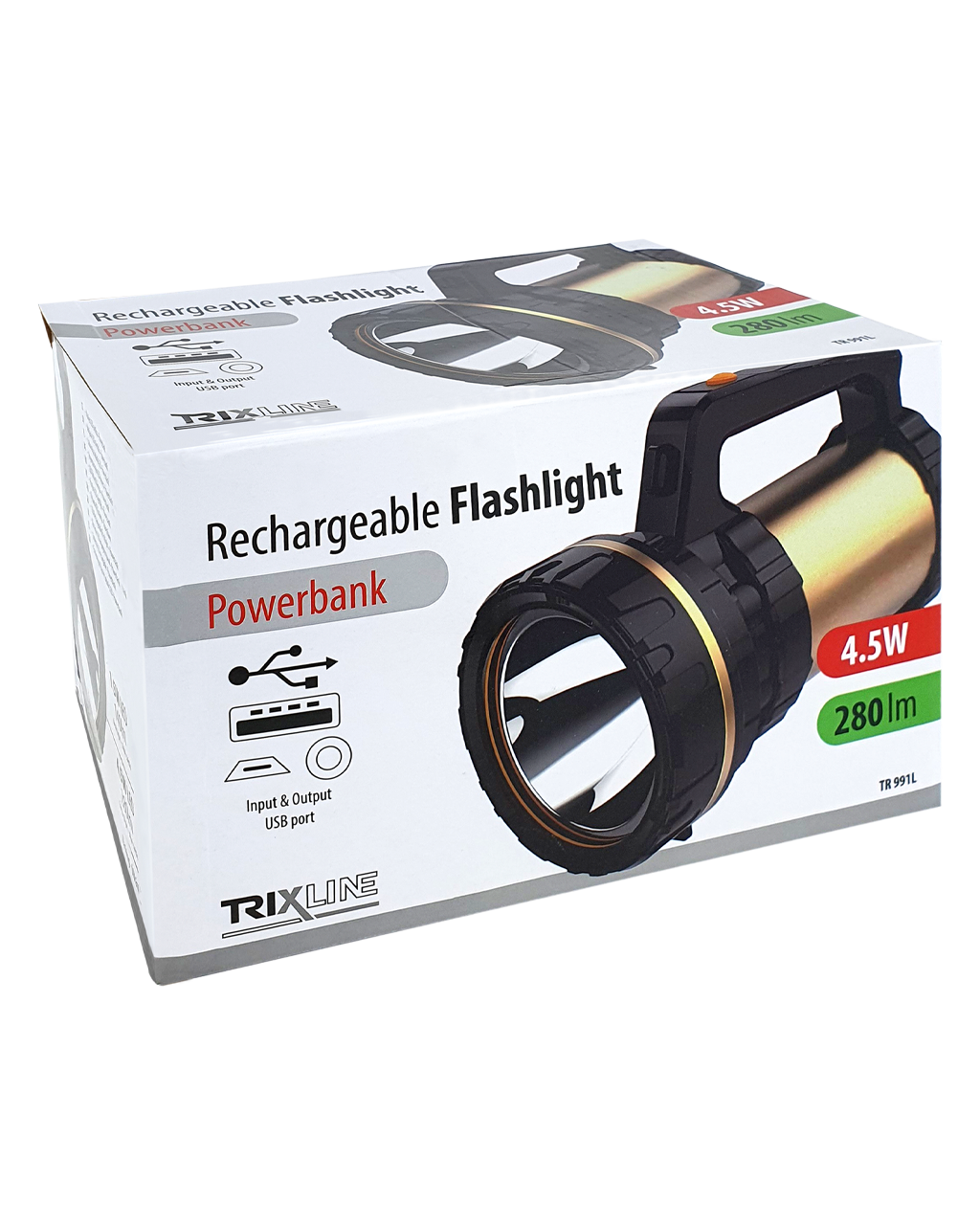 TR 991L 4,5 W-os újratölthető LED zseblámpa külső akkumulátorral Trixline TR 991L 4,5 W-os újratölthető LED zseblámpa külső akkumulátorral Trixline