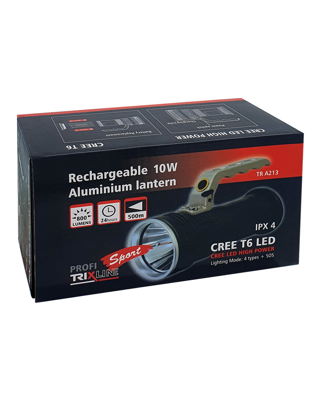 TR A213 Kézi újratölthető LED-es zseblámpa CREE XPE T6LED TR A213 Kézi újratölthető LED-es zseblámpa CREE XPE T6LED