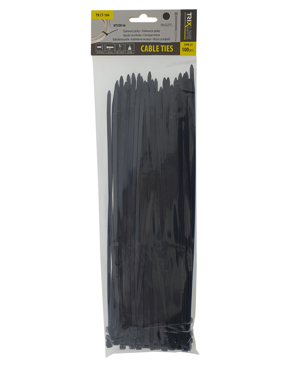 Kábelkötegelő TR CT-104 300x4,8mm, fekete TRIXLINE, 100 db