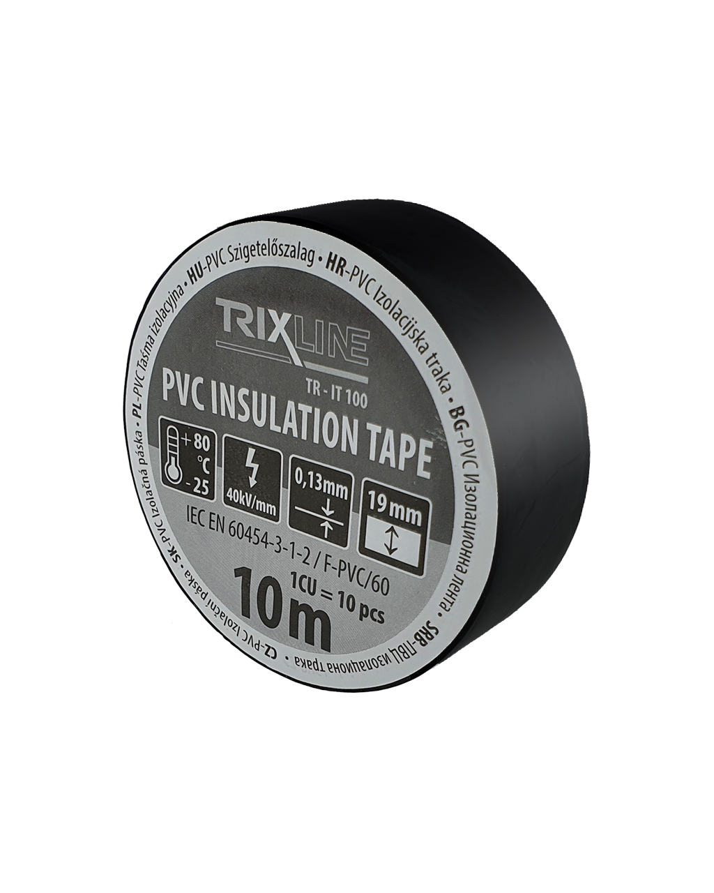 PVC szigetelőzalag TR-IT 100 10m, 0,13mm fekete TRIXLINE