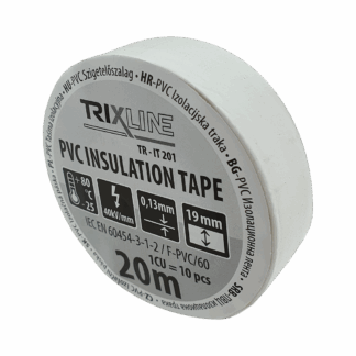 PVC szigetelőzálag TR-IT 201 20m, 0,13mm fehér TRIXLINE