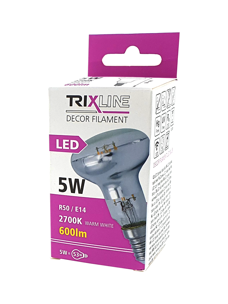 Dekoratív LED izzo FILAMENT Trixline R50, 5W E14 2700K meleg fehér - Image 2