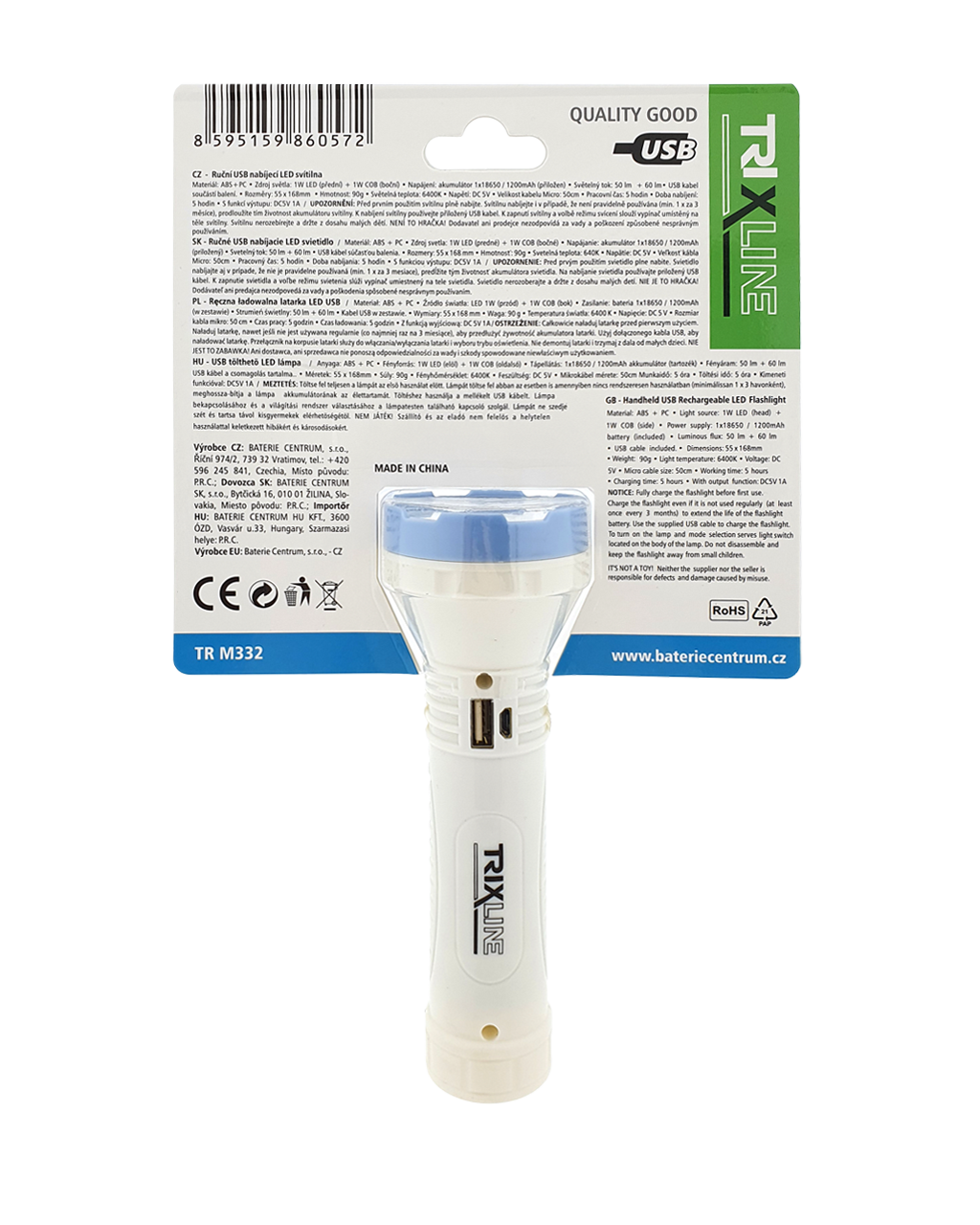TR M332 TRIXLINE kézi USB újratölthető LED zseblámpa - Image 4