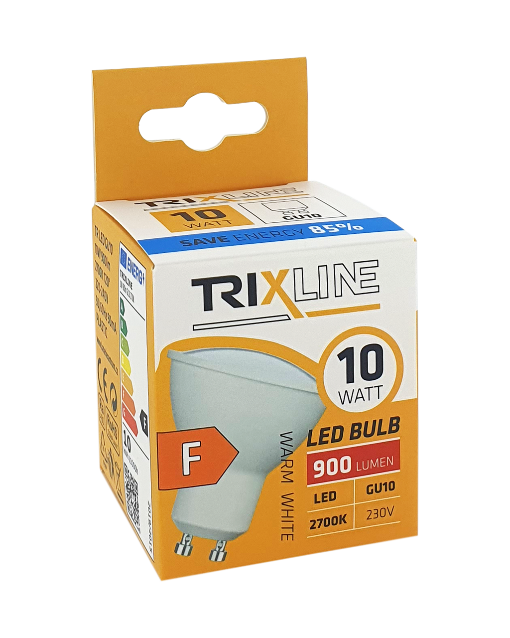 Trixline 10W GU10 2700K LED izzó 900lm meleg fehér Trixline 10W GU10 2700K LED izzó 900lm meleg fehér