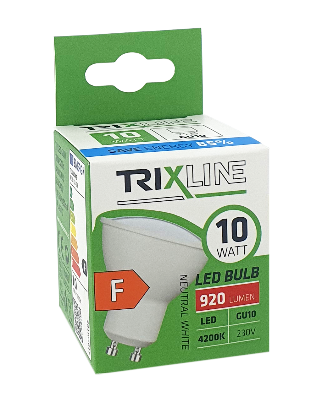 Trixline 10W GU10 4200K LED izzó 920lmsemleges fehér Trixline 10W GU10 4200K LED izzó 920lmsemleges fehér