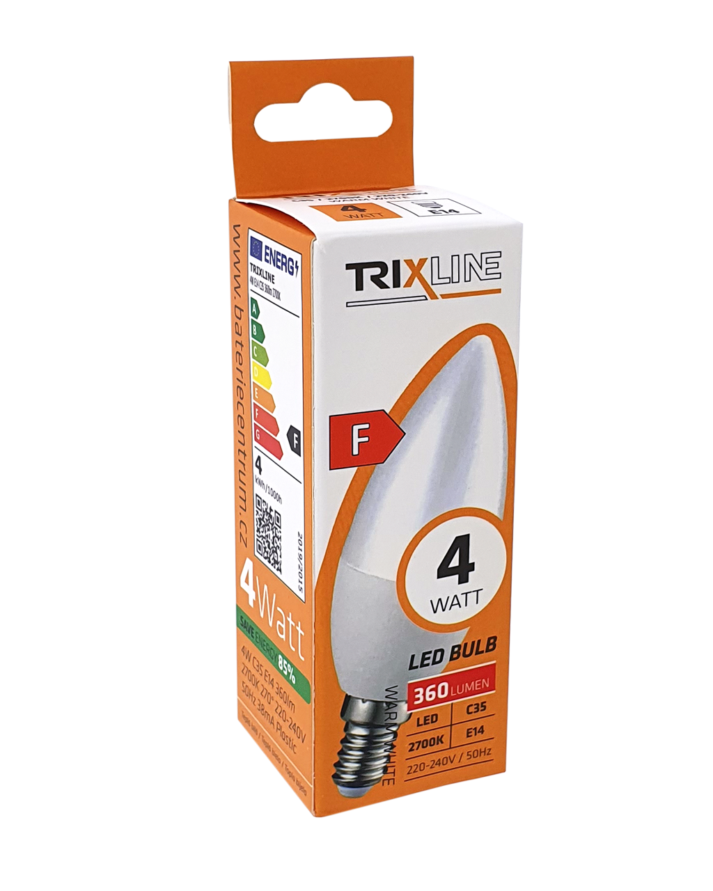 Trixline 4W 360lm E14 C35 2700K meleg fehér Trixline 4W 360lm E14 C35 2700K meleg fehér