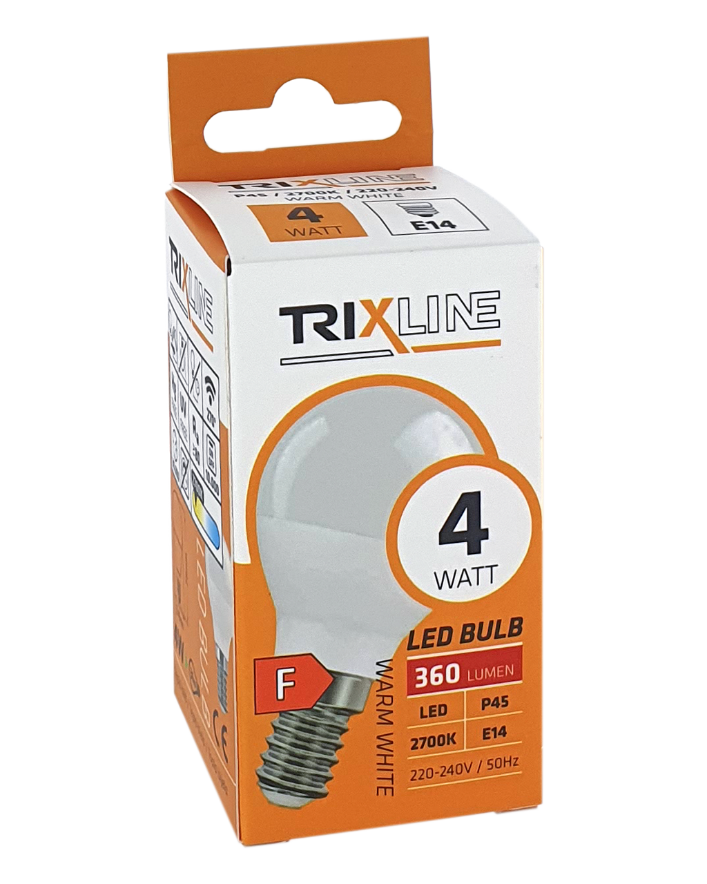 Trixline 4W 360lm E14 P45 2700K meleg fehér Trixline 4W 360lm E14 P45 2700K meleg fehér