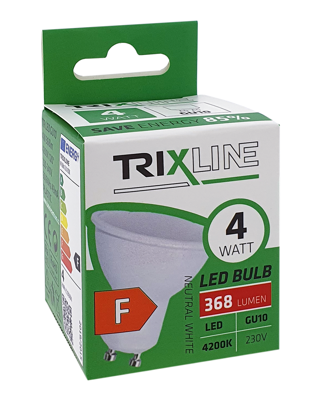 Trixline 4W 368lm GU10 4200K semleges fehér Trixline 4W 368lm GU10 4200K semleges fehér