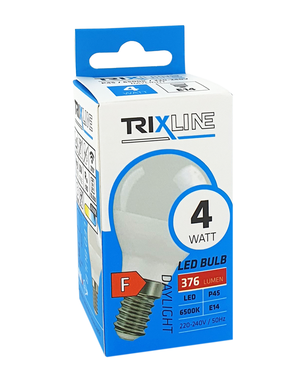 Trixline 4W 376lm E14 P45 6500K LED izzó hideg fehér Trixline 4W 376lm E14 P45 6500K LED izzó hideg fehér
