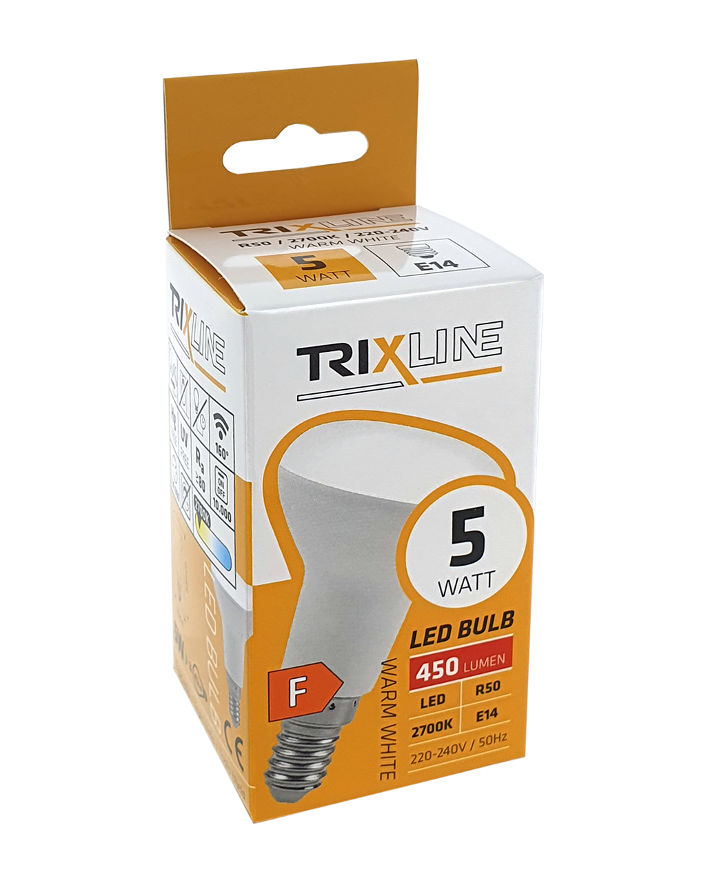 Trixline 5W E14 R50 2700K 450lm meleg fehér Trixline 5W E14 R50 2700K 450lm meleg fehér