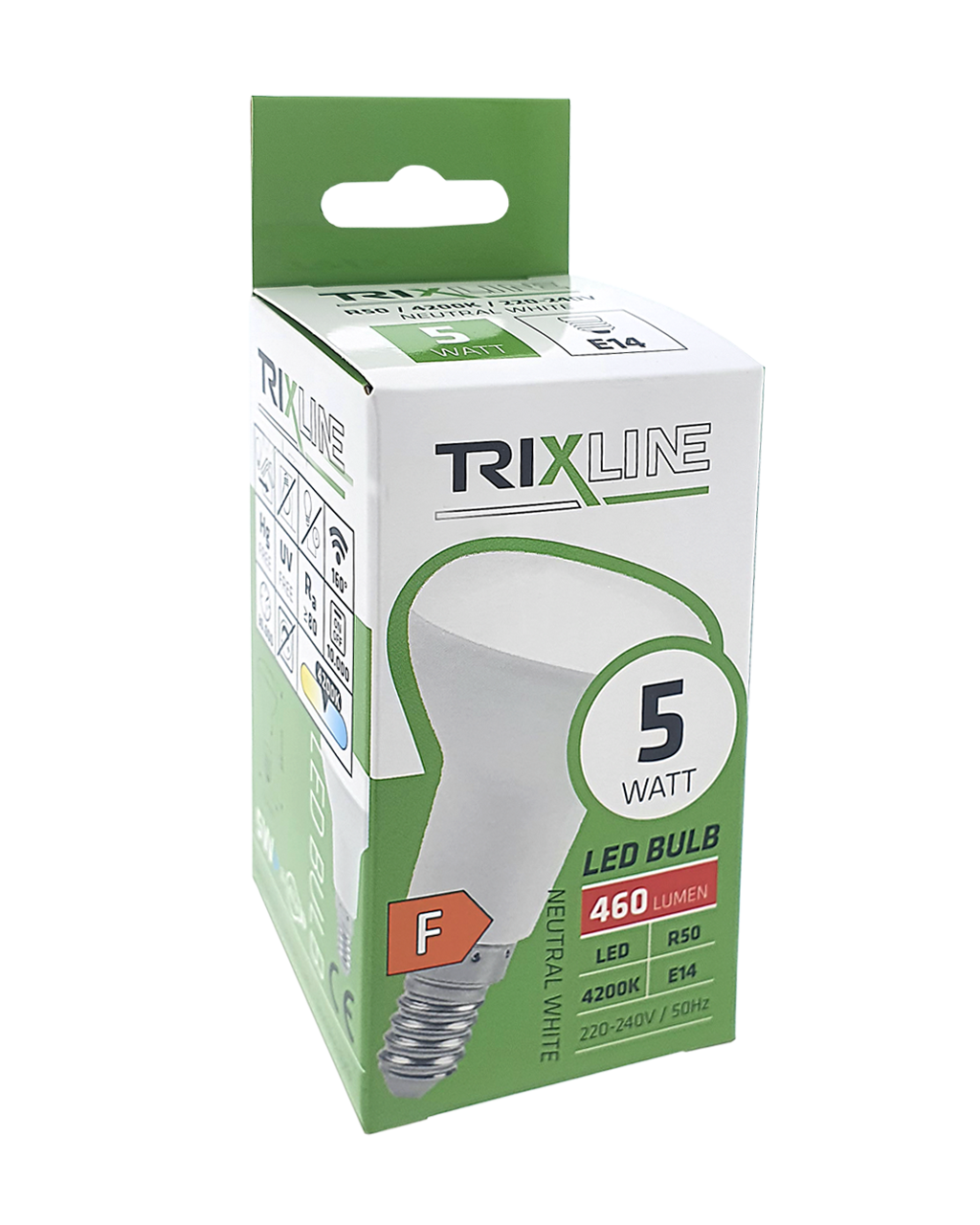 Trixline 5W E14 R50 4200K 460lm semleges fehér Trixline 5W E14 R50 4200K 460lm semleges fehér
