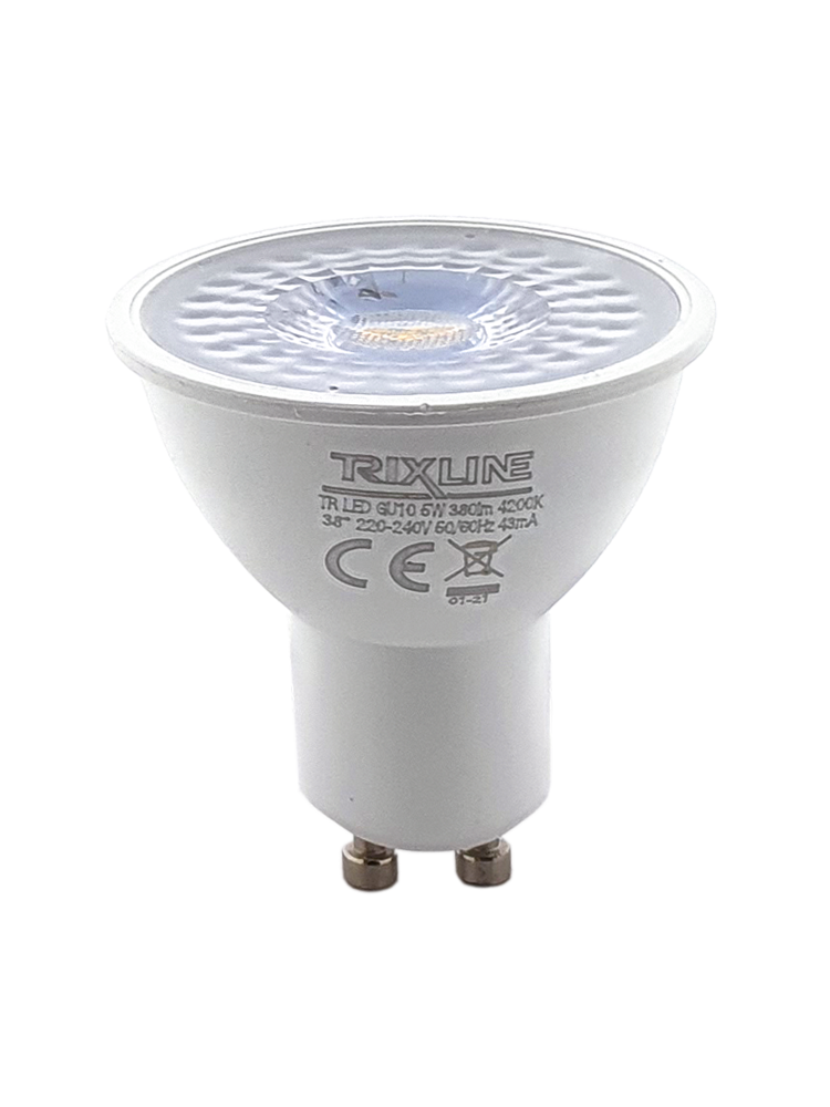 Trixline 5W GU10 380lm 4200K semleges fehér ALU+PLAST Trixline 5W GU10 380lm 4200K semleges fehér ALU+PLAST