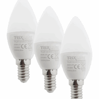 Trixline 6W/3db C35 E14 6500K magas fehér 3 db-os Trixline 6W/3db C35 E14 6500K magas fehér 3 db-os