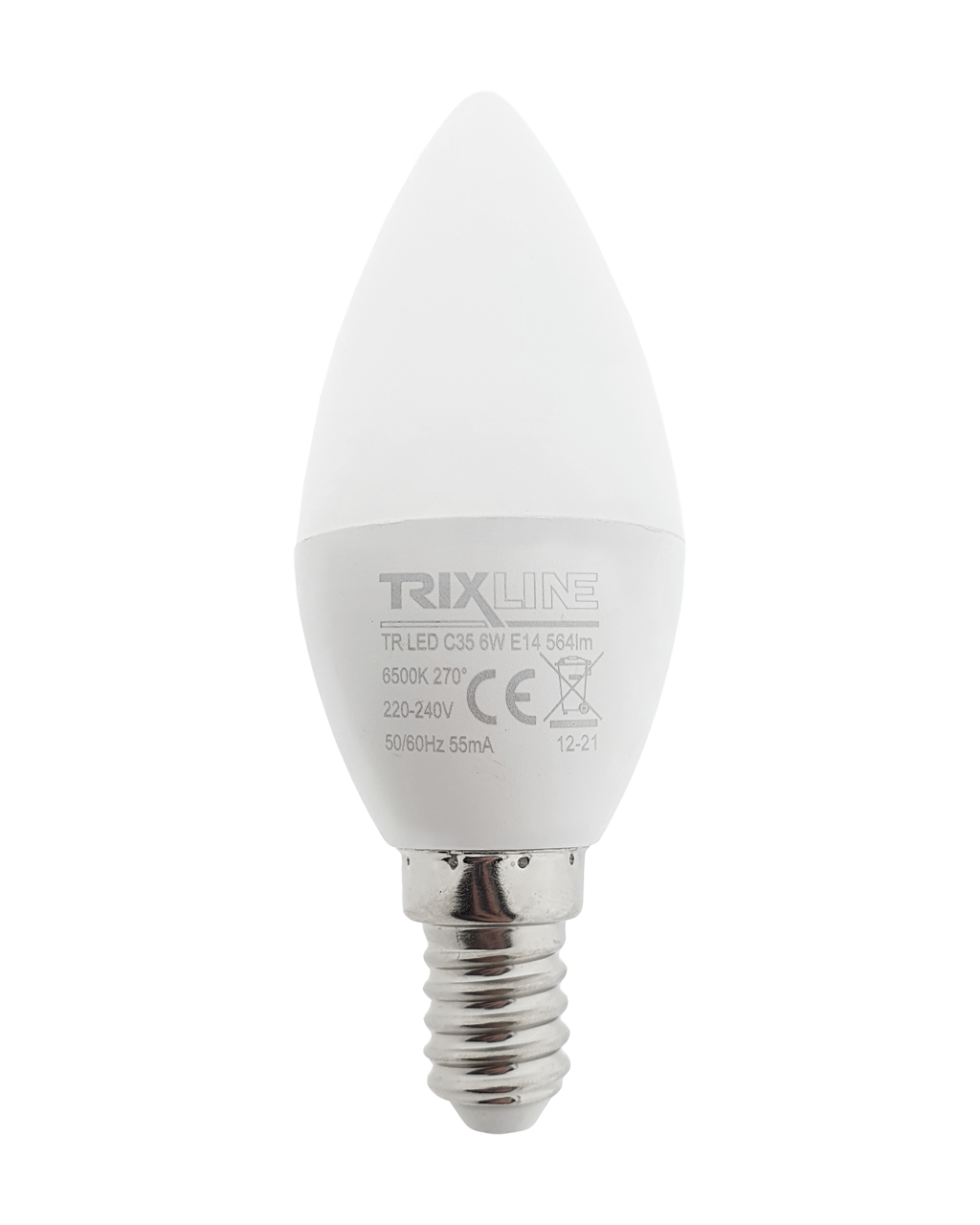 Trixline 6W/3db C35 E14 6500K magas fehér 3 db-os Trixline 6W/3db C35 E14 6500K magas fehér 3 db-os