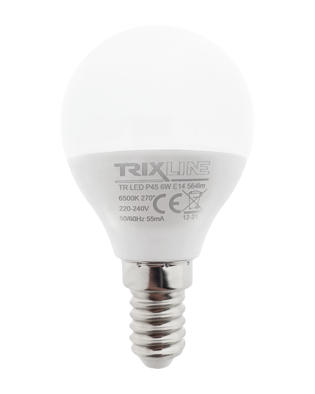 Trixline 6W/3db P45 E14 6500K magas fehér 3 db-os Trixline 6W/3db P45 E14 6500K magas fehér 3 db-os