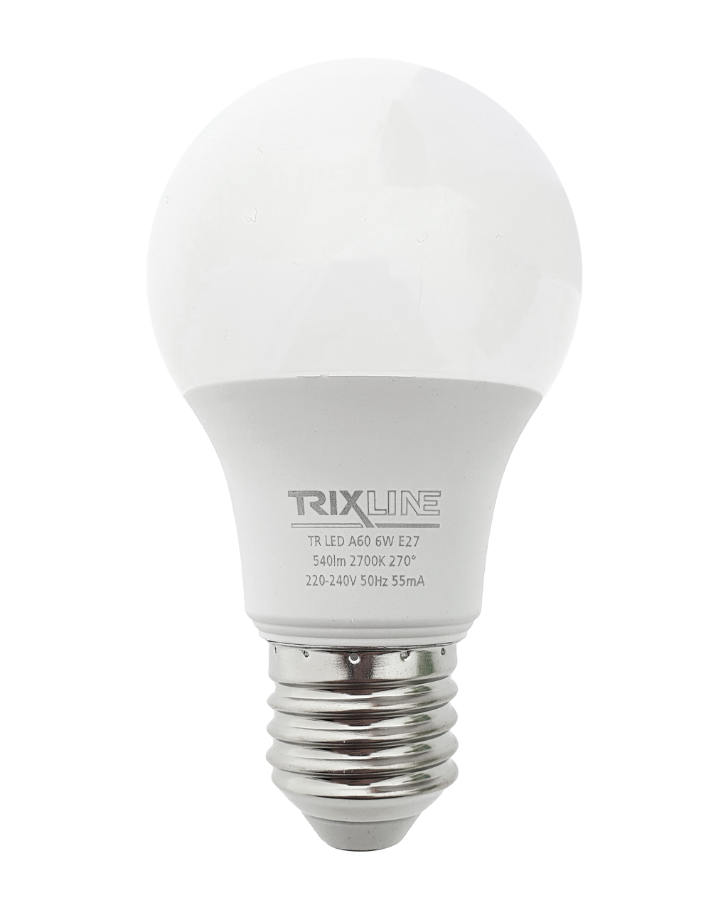 Trixline 6W 540lm E27 A60 2700K meleg fehér Trixline 6W 540lm E27 A60 2700K meleg fehér