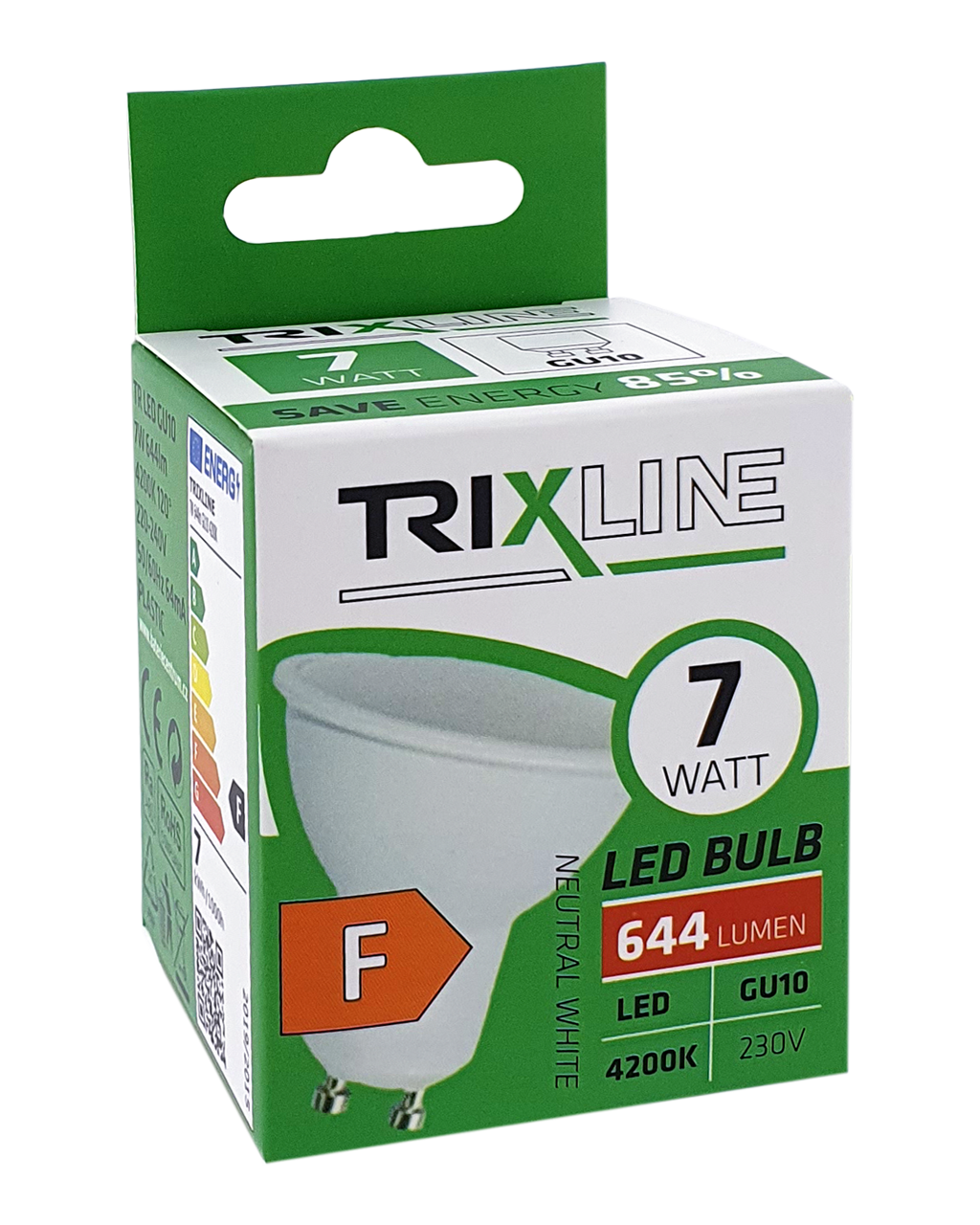Trixline 7W 644lm GU10 4200K semleges fehér Trixline 7W 644lm GU10 4200K semleges fehér