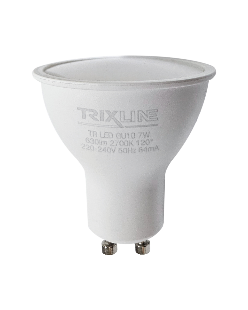 Trixline 7W GU10 2700K 630lm meleg fehér LED izzó Trixline 7W GU10 2700K 630lm meleg fehér LED izzó