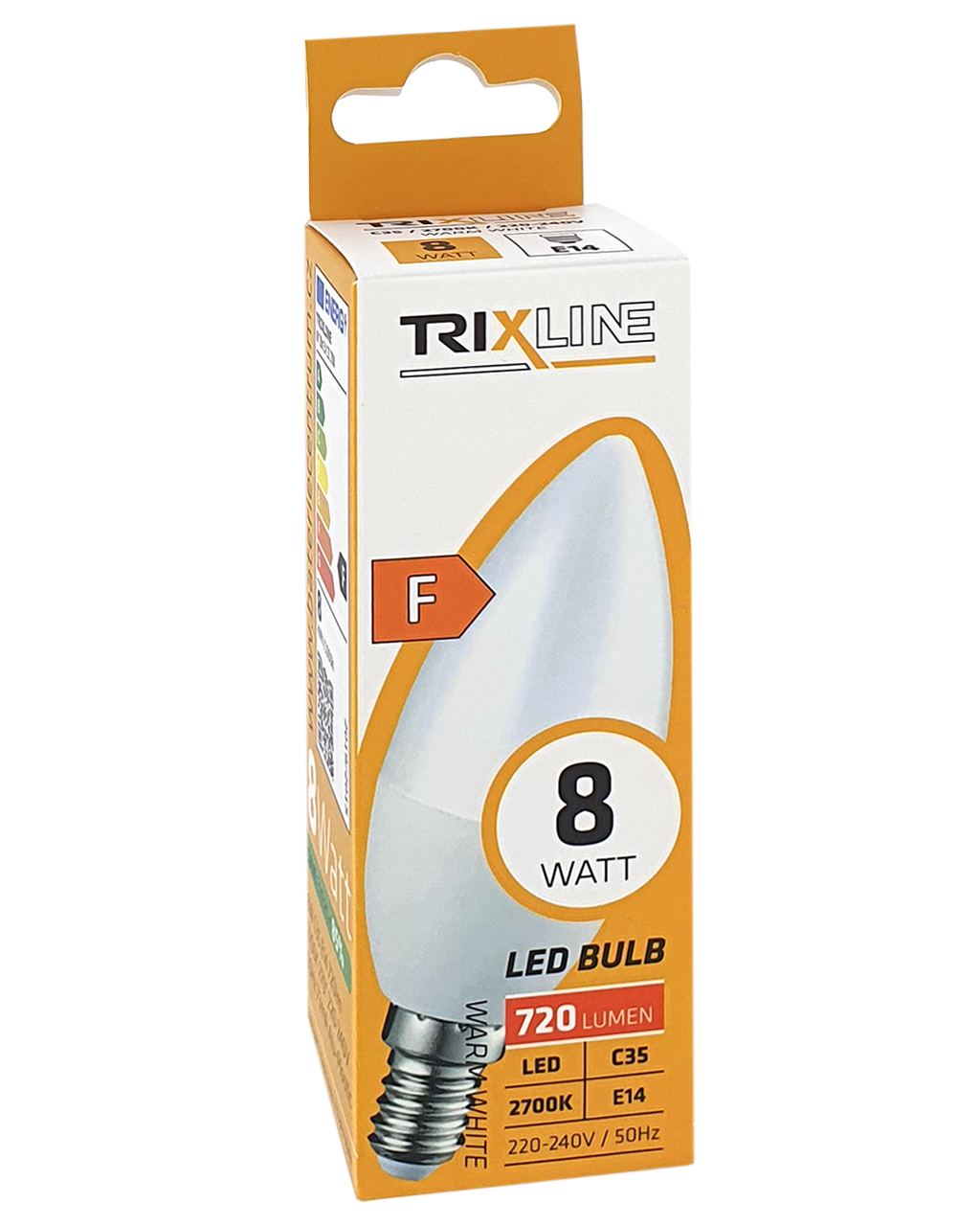 Trixline 8W 720lm E14 C35 2700K meleg fehér Trixline 8W 720lm E14 C35 2700K meleg fehér