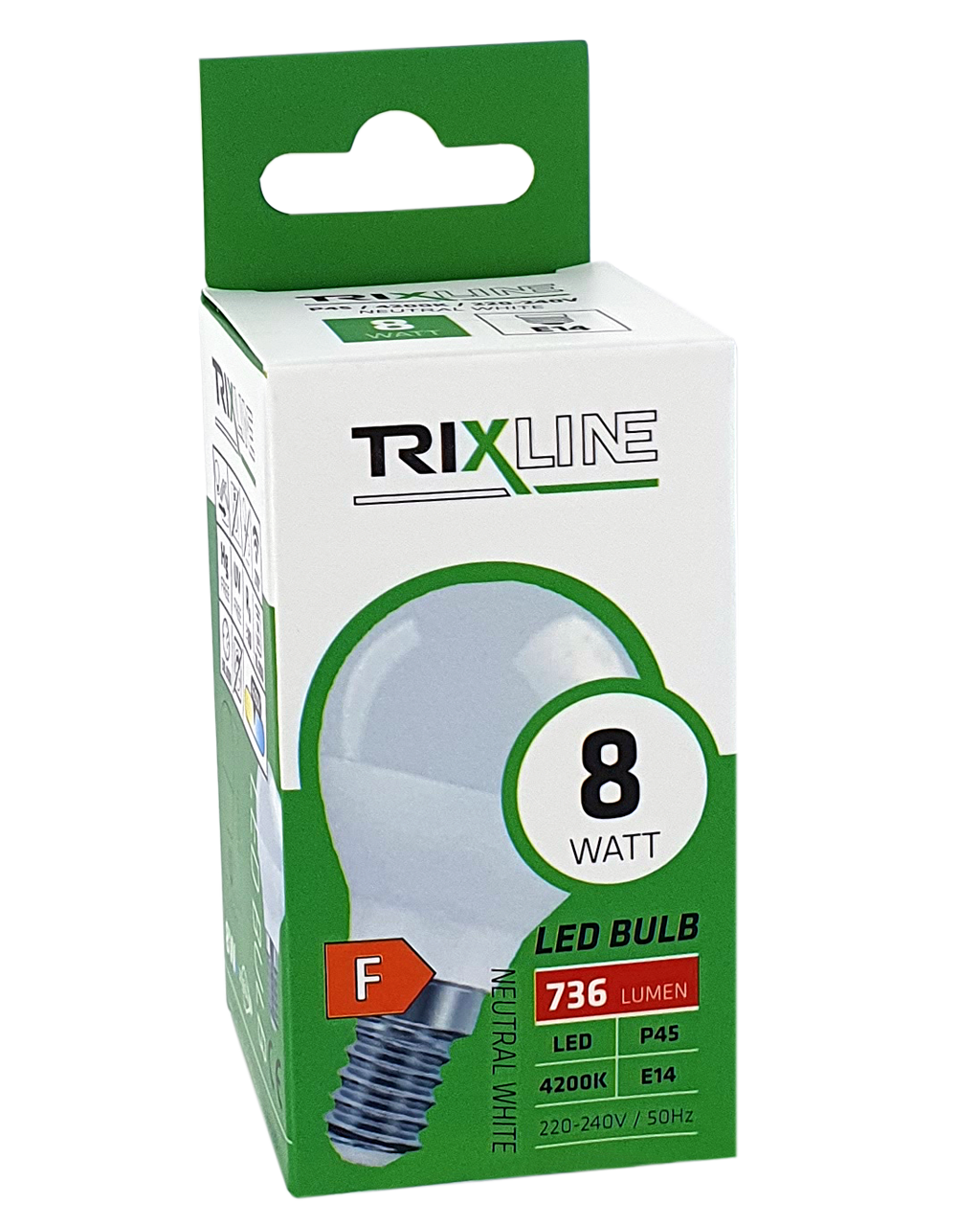 Trixline 8W 736lm E14 P45 4200K semleges fehér Trixline 8W 736lm E14 P45 4200K semleges fehér
