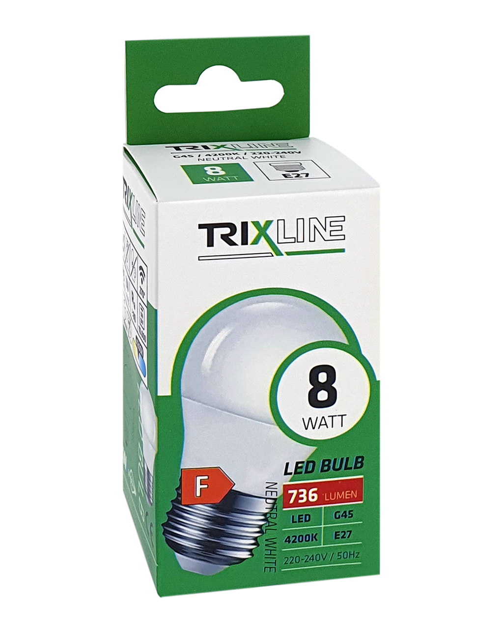 Trixline 8W 736lm E27 G45 4200K semleges fehér Trixline 8W 736lm E27 G45 4200K semleges fehér