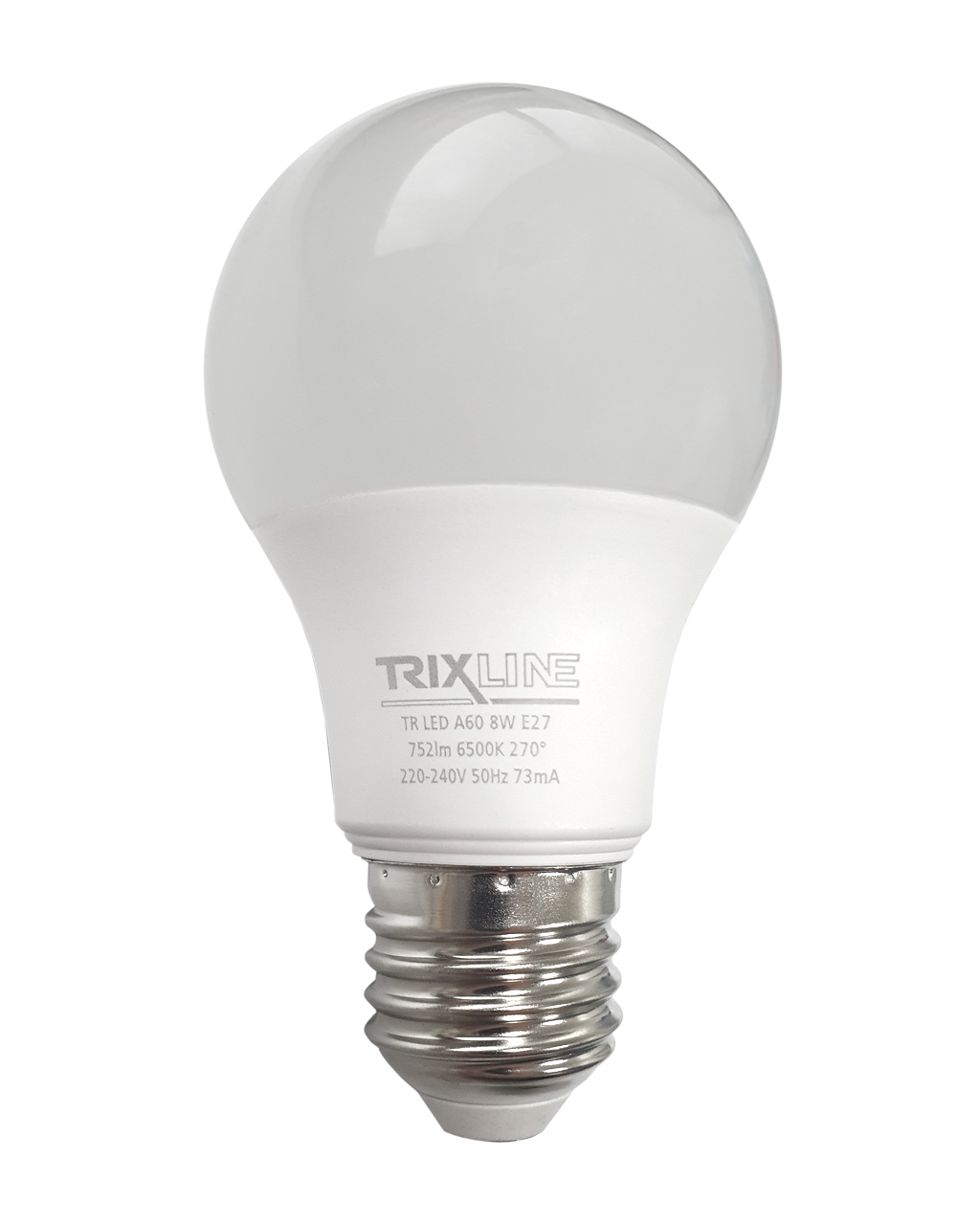 Trixline 8W E27 A60 6500K 752lm magas fehér LED izzó Trixline 8W E27 A60 6500K 752lm magas fehér LED izzó