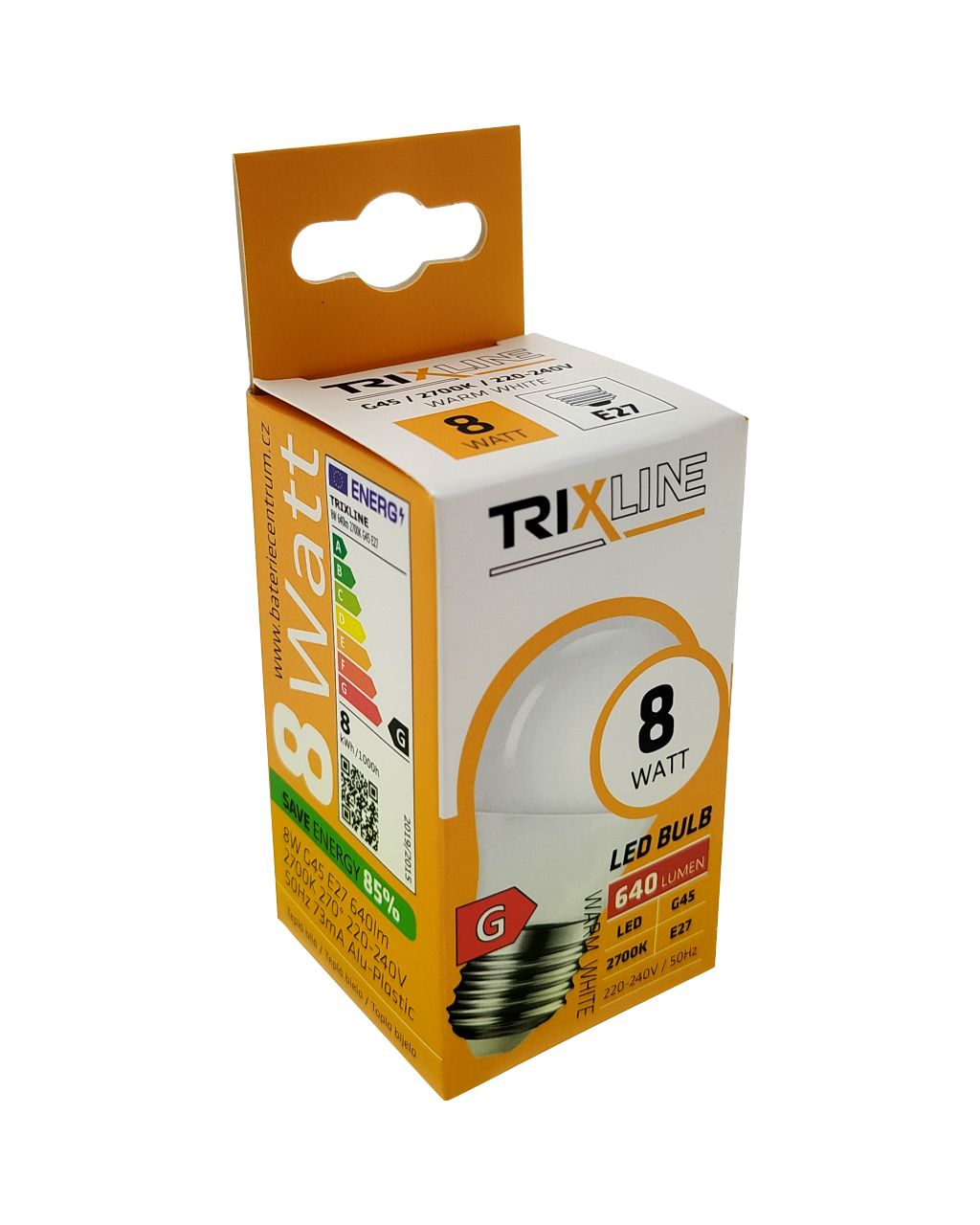 Trixline 8W E27 G45 2700K LED izzó 640lm meleg fehér Trixline 8W E27 G45 2700K LED izzó 640lm meleg fehér