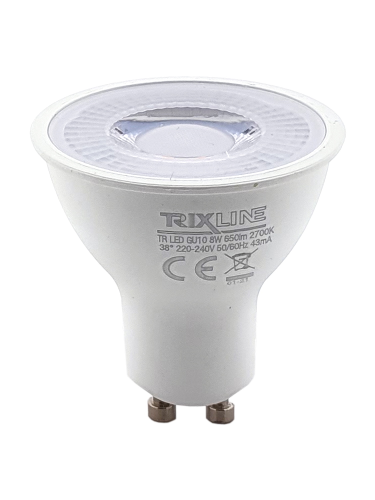 Trixline 8W GU10 650 lm 2700K meleg fehér Trixline 8W GU10 650 lm 2700K meleg fehér