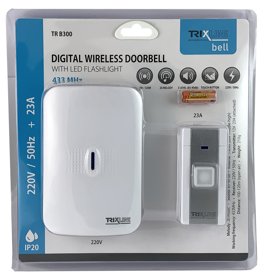 Trixline BELL TR B300 akkus csengő csatlakozó Trixline BELL TR B300 akkus csengő csatlakozó